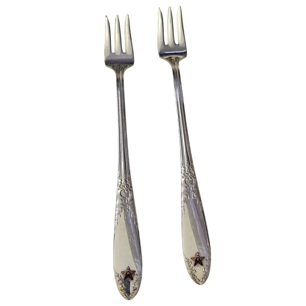 Lot of Two Wm. A. Rogers Vintage Silverplate‎ Cocktail/Hors D'oeuvres Forks A1++
